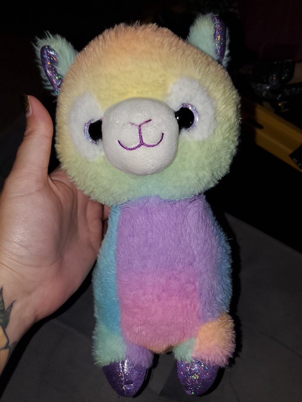 Fiesta Toys Rainbow Sherbet 10.5 Inch Standing Llama Stuffed Animal Plush Toy
